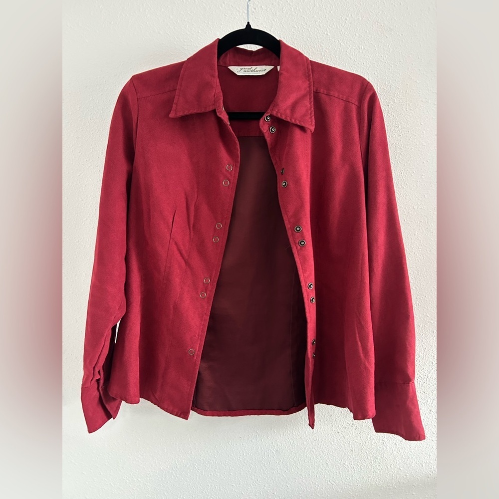 Great Northwest Clothing Company Red Button-Front Soft Jean Jacket Size Small